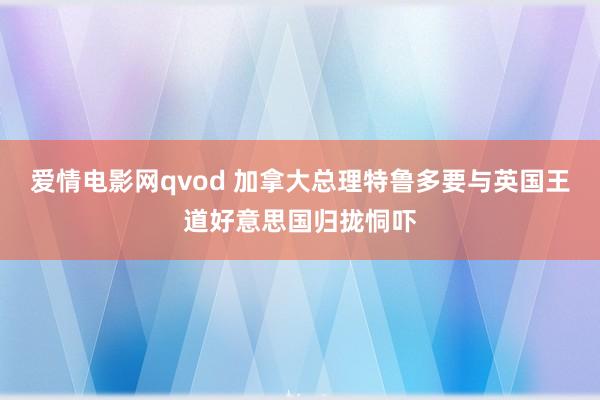 爱情电影网qvod 加拿大总理特鲁多要与英国王道好意思国归拢恫吓