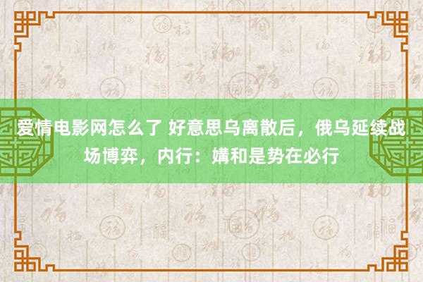 爱情电影网怎么了 好意思乌离散后，俄乌延续战场博弈，内行：媾和是势在必行